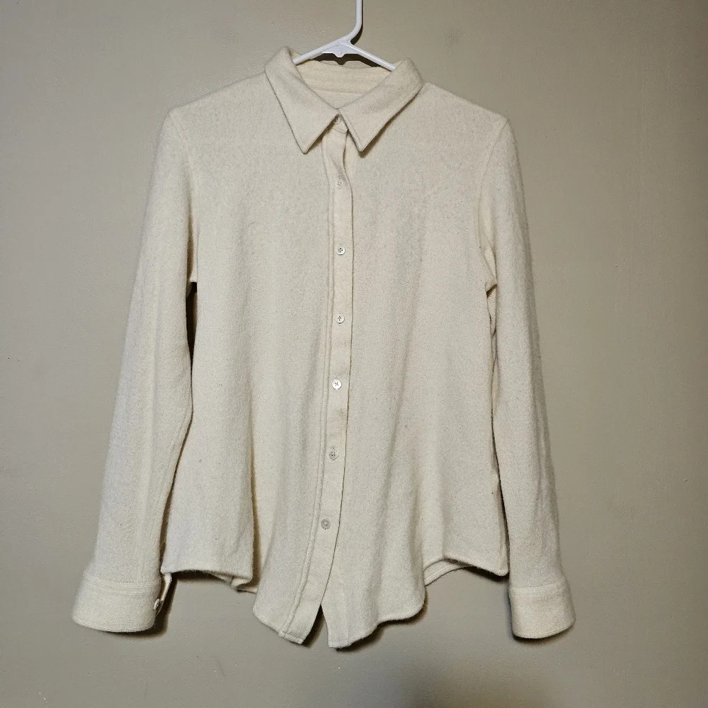 Vintage Lands' End 100% Cashmere Button Front Top Women's Small Medium *Flaw